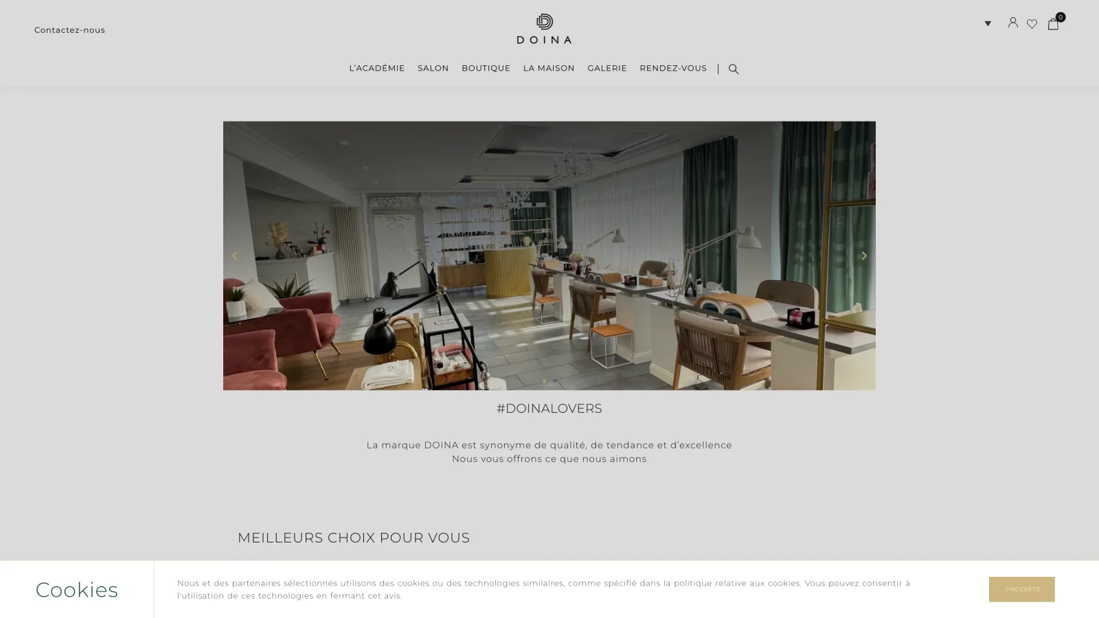Le site Doina — salon de beauté, académie et boutique