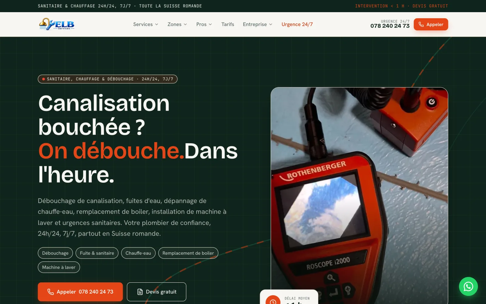 La page d'accueil du site ELB Services
