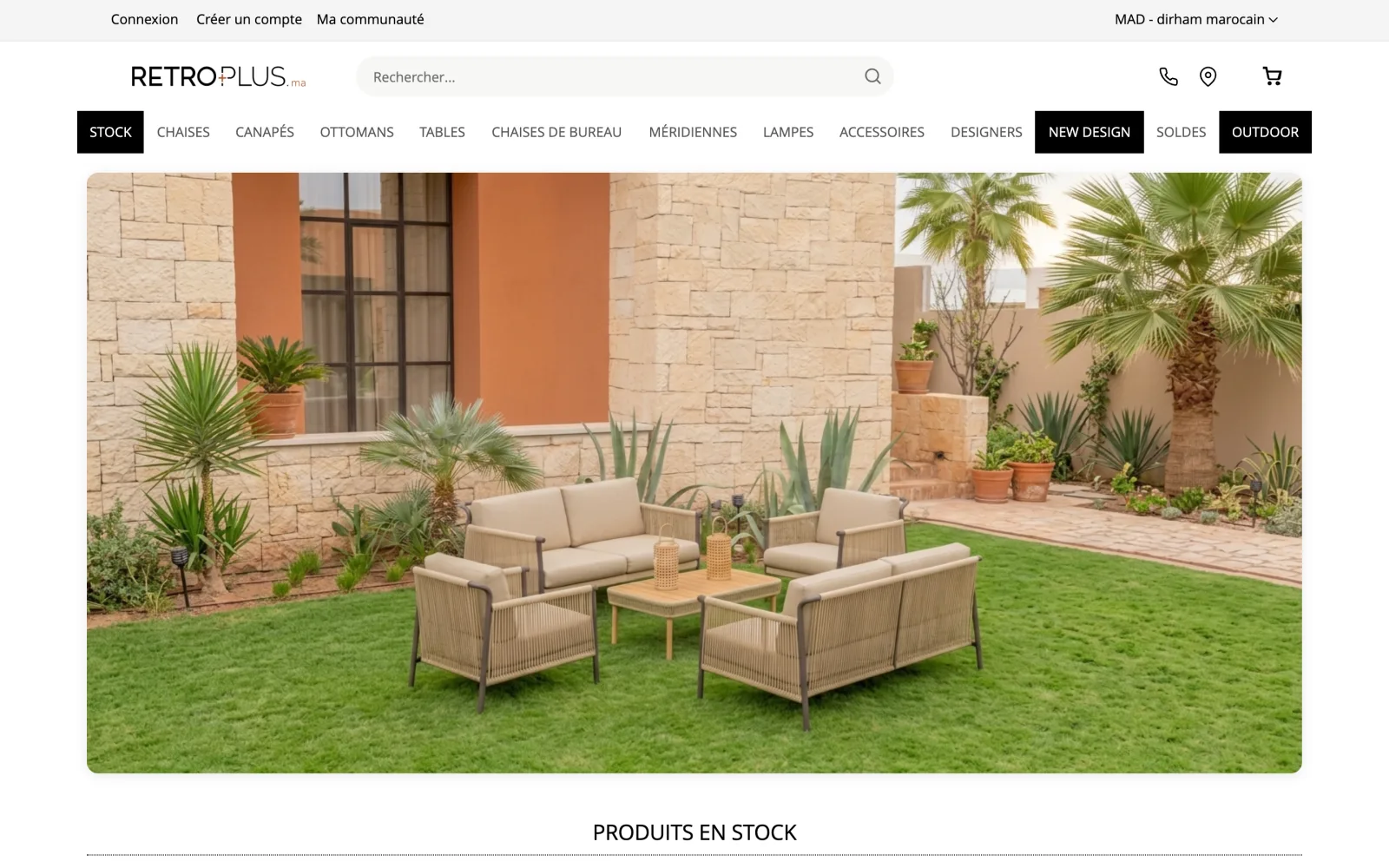 La page d'accueil de la boutique RetroPlus